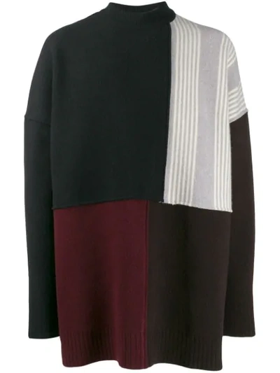 Jil Sander Oversized Patchwork Wool Sweater In Multi