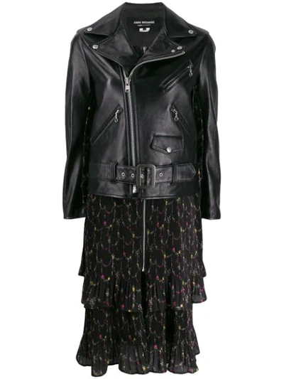 Junya Watanabe Floral Panel Biker Jacket In Black