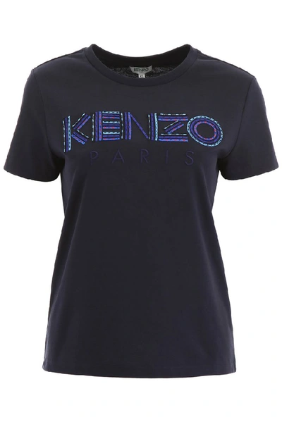 Kenzo Logo Embroidered T In Navy