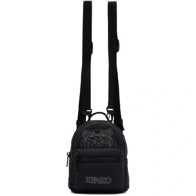Kenzo Tiger Logo Embroidered Mini Backpack In 99 Black
