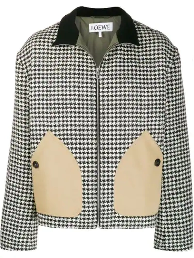 Loewe Houndstooth Patch Pockets Coat In Multicolor