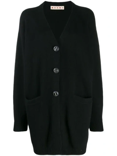 Marni Long-length Knitted Cardigan In Black