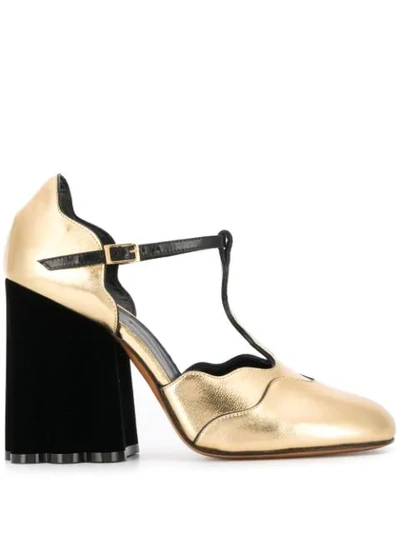 Marni Laminated Nappa Teatro Pumps In Gold