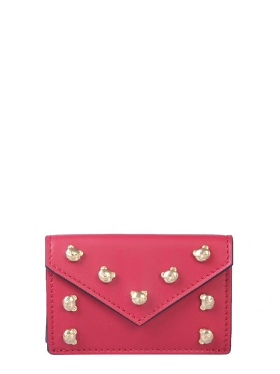 Moschino Teddy Motif Logo Wallet In Pink