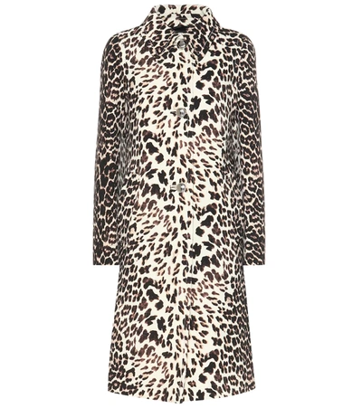 Prada Virgin Wool Gabardine Coat In Animal Print