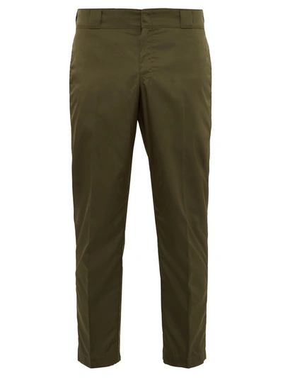 Prada Cropped Nylon Tailored Trousers In Green