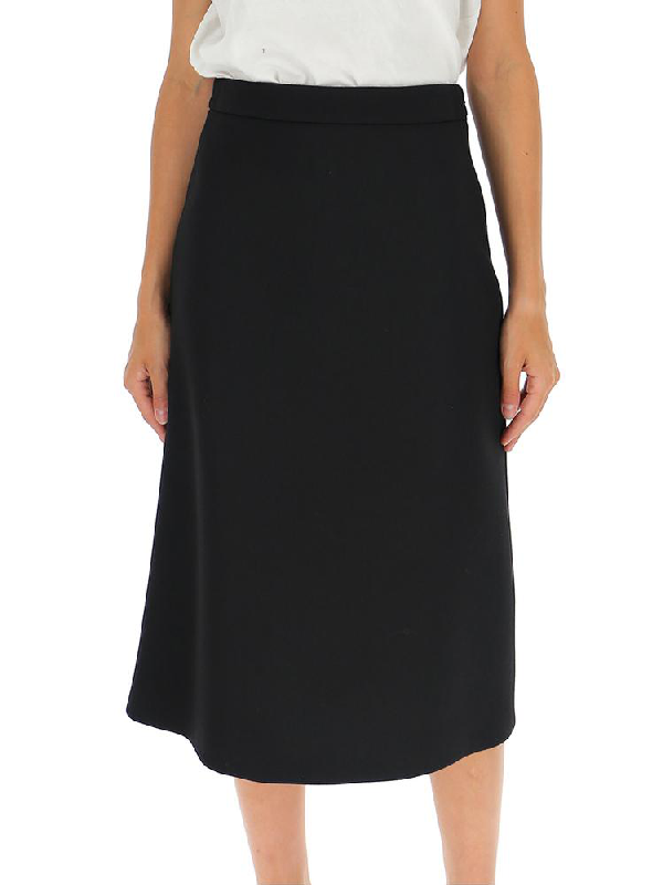 Prada Pleated Midi Skirt In Black | ModeSens