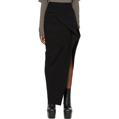 Rick Owens Asymmetric Side Slit Skirt In Black