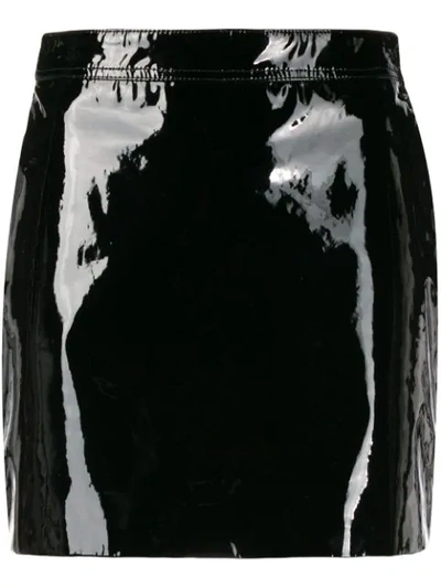 Saint Laurent Patent Leather Mini Skirt In Black