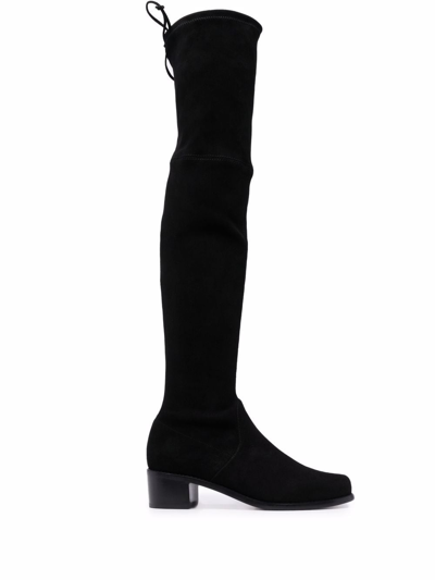 Stuart Weitzman Midland Thigh-high Suede Boots In Black