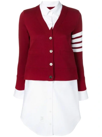 Thom Browne Trompe L'oeil Shirt Dress In Red