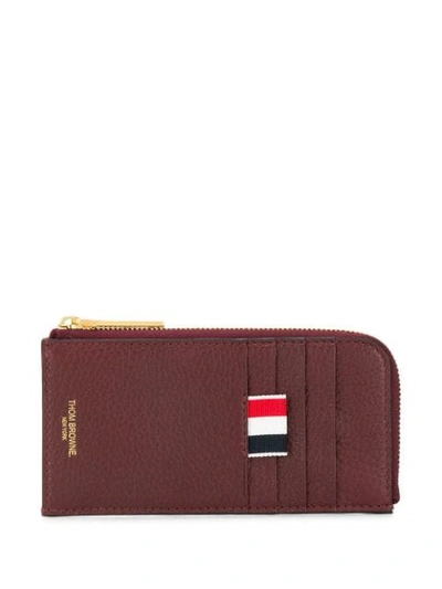 Thom Browne Logo-stamp Pebbled Wallet In Red