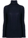 Thom Browne Center Back Rwb Navy Turtleneck In Blue