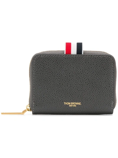Thom Browne Dark Grey Pebbled Zip Around Wallet In Grey