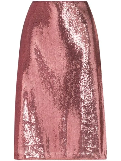 Hvn Wiona Sequin-embellished Skirt In Pink