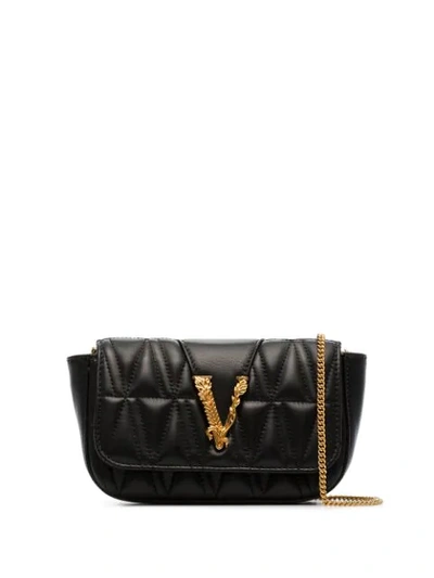 Versace Virtus Quilted Leather Mini-bag In Black