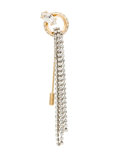 Miu Miu Gold And Silver Tone Crystal Chain Drop Brooch In F0xtp