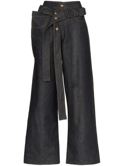 Delada Belted Wide-leg Jeans In Blue