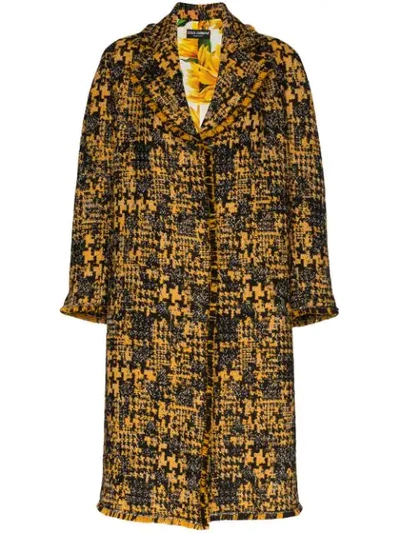 Dolce & Gabbana Single-breasted Tweed Coat In Black
