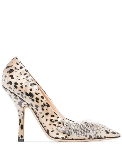 Midnight 00 Animal Print Embellished Pumps In Brown