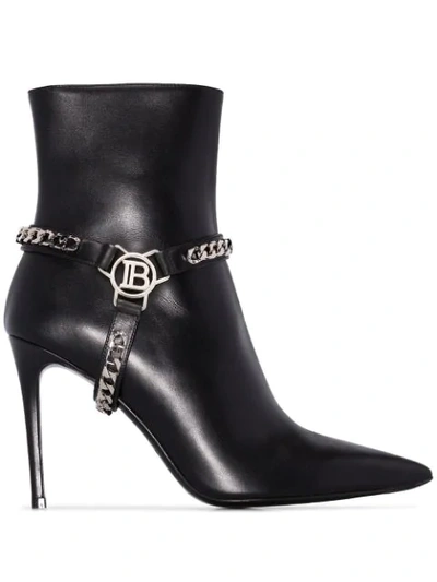 Balmain Ora 95mm Harness Ankle Boots In Black