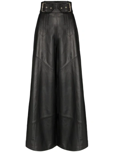 Skiim Johnny Wide-leg Leather Trousers In Black