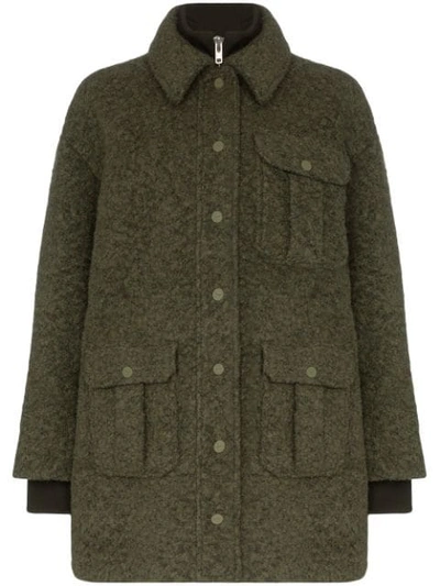 Ganni Double-layered Utility Pocket Coat In Green