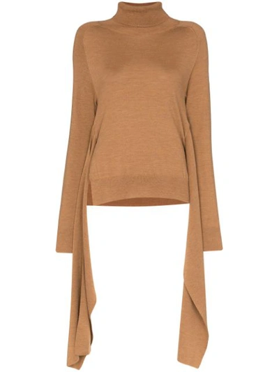 Jw Anderson Tie-front Wool Turtleneck Sweater In Neutrals