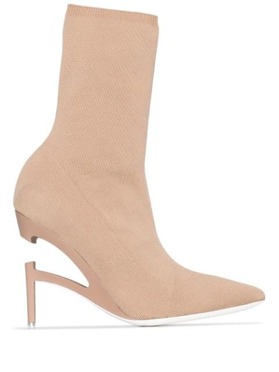 Ben Taverniti Unravel Project Unravel Project Beige 100 Broken Heel Knit Boots In Neutrals