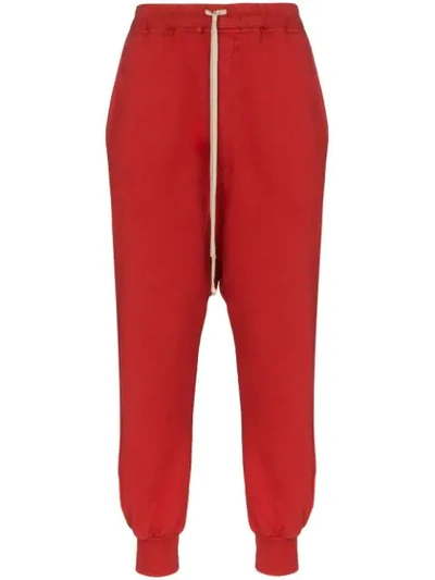 Rick Owens Drkshdw Drop-crotch Track Trousers In Red