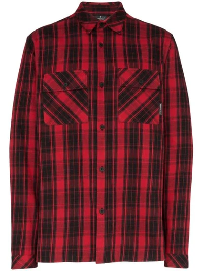 Marcelo Burlon County Of Milan Double Cargo Pocket Checked Shirt In Red