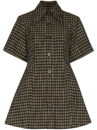 Beaufille Piper Checked Shirt Dress In Brown