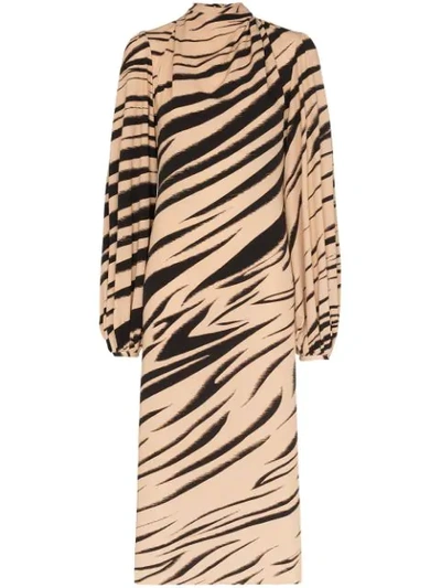 Beaufille Bardot Striped Midi Dress In Multicoloured