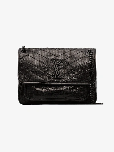 Saint Laurent Black Niki Monogram Leather Shoulder Bag