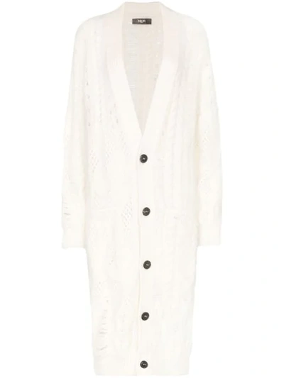 Amiri Long Knitted Cardigan In White
