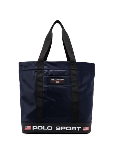Polo Ralph Lauren Logo-patch Oversized Tote Bag In Blue