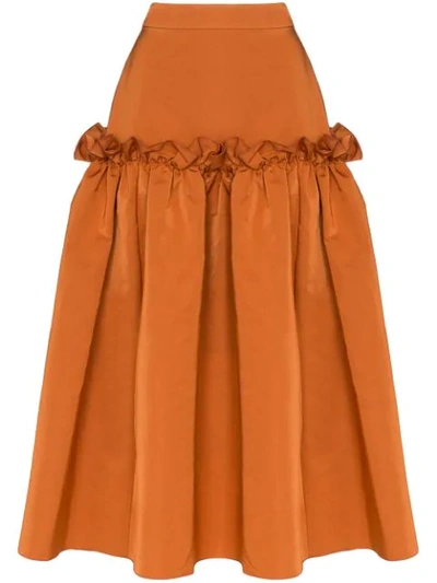 Roksanda Ruffle Detail Midi Skirt In Orange