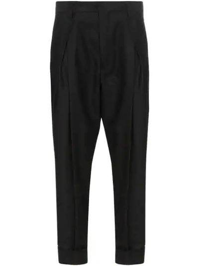 Ann Demeulemeester Tapered-leg Turn-up Trousers In Black