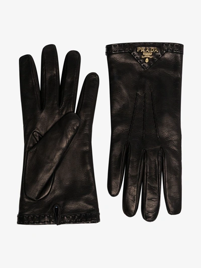 Prada Handschuhe Mit Logo In Black