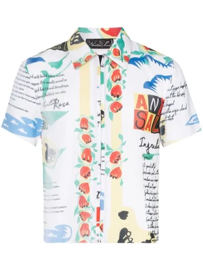 Martine Rose Plissé Printed Zip-up Shirt In Multicolour