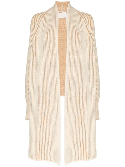 Chloé Long Knit Scarf Cardigan In Neutrals