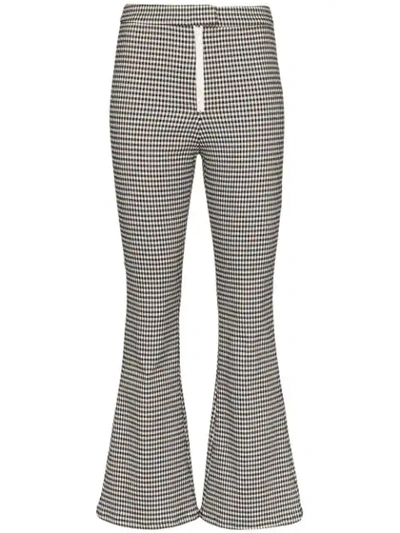 Sandy Liang Check Print Flared Trousers In Black