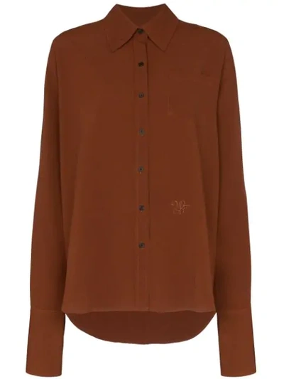Wales Bonner Logo Embroidered Shirt In Brown