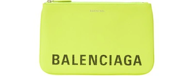 Balenciaga Ville Medium Leather Logo Pouch Bag In 3560