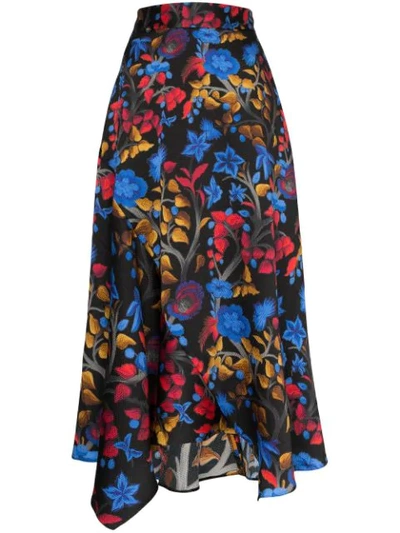 Peter Pilotto Floral Silk Midi Skirt In Multicolour