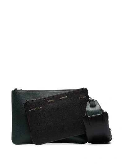 Moncler X Valextra Double Pouch Bracelet Bag In Green