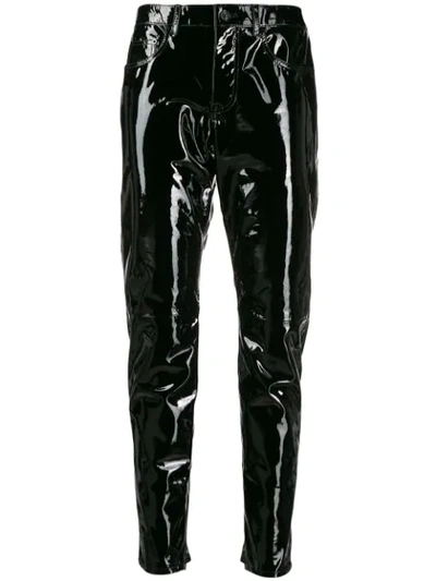 Saint Laurent Patent-leather Skinny Trousers In Black