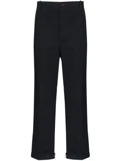 Thom Browne Straight Leg Trousers In Navy