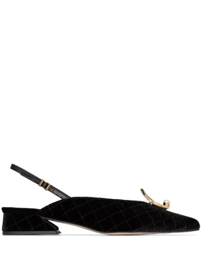 Yuul Yie Zizi Quilted Velvet Slingback Pumps In Black