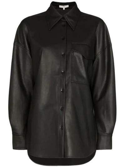 Tibi Oversized Button-down Shirt In Black